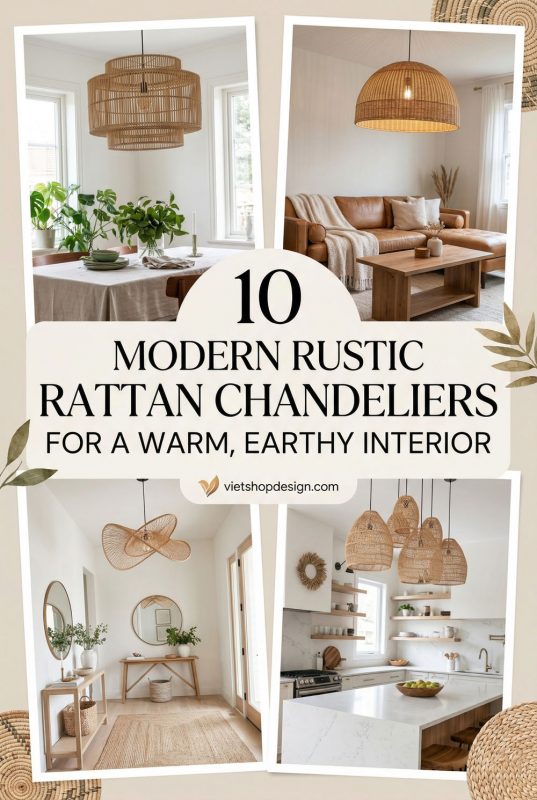 10 Modern Rustic Rattan Chandeliers For A Warm, Earthy Interior - Rustic Home Decor Inspiration