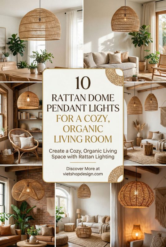 10 Rattan Dome Pendant Lights For A Cozy, Organic Living Room - Cozy Living Room Lighting Inspo