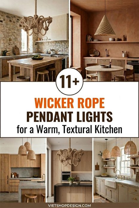 11+ Best Wicker Rope Pendant Lights For A Warm, Textural Kitchen