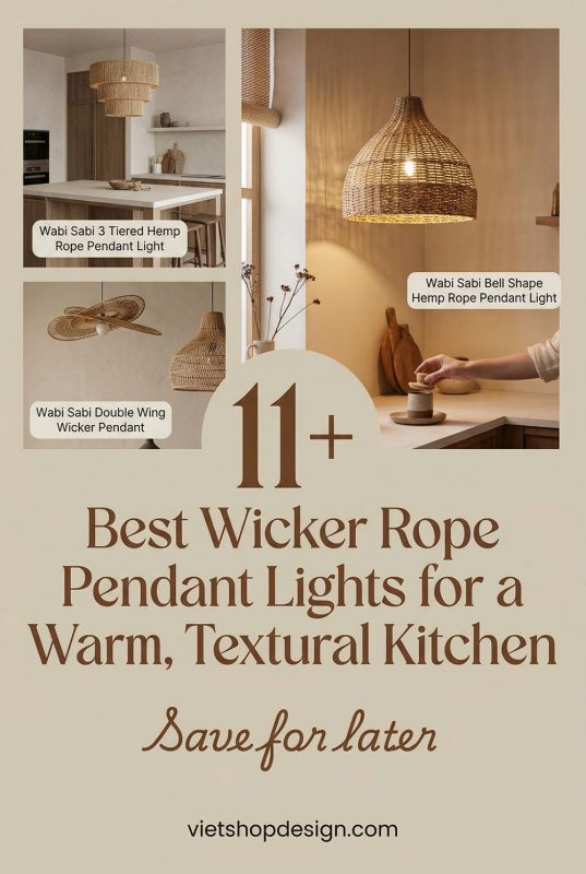 11+ Best Wicker Rope Pendant Lights For A Warm, Textural Kitchen - Functional Kitchen Decor Inspo