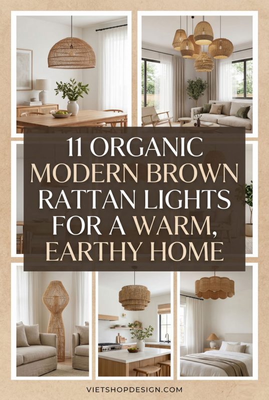 11 Organic Modern Brown Rattan Lights For A Warm, Earthy Home - Cozy Home Decor Inspiration