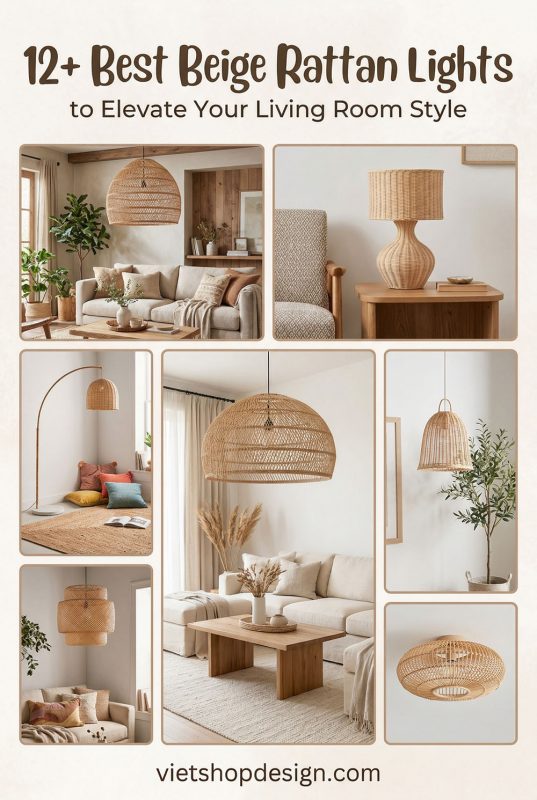 12+ Best Beige Rattan Lights To Elevate Your Living Room Style - Cozy Living Room Lighting Inspo