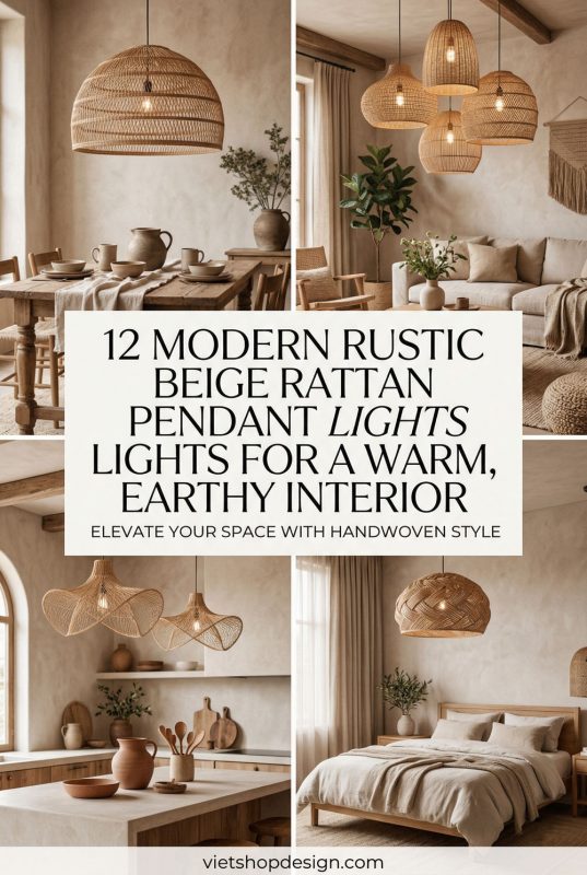 12 Modern Rustic Beige Rattan Pendant Lights For A Warm, Earthy Interior - Rustic Home Decor Inspiration