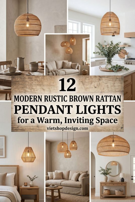 12 Modern Rustic Brown Rattan Pendant Lights For A Warm, Inviting Space - Rustic Home Decor Inspiration