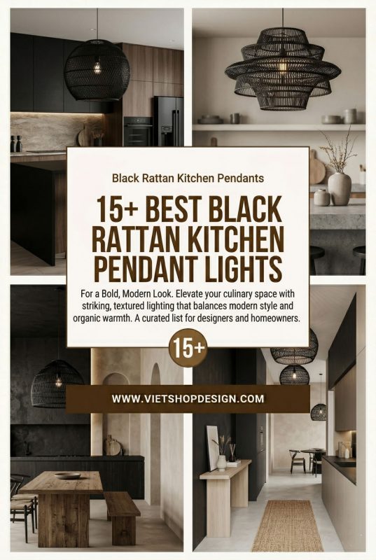 15+ Best Black Rattan Kitchen Pendant Lights For A Bold, Modern Look - Functional Kitchen Decor Inspo