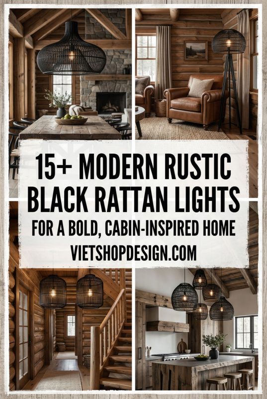 15+ Modern Rustic Black Rattan Lights For A Bold, Cabin-inspired Home - Cozy Home Decor Inspiration