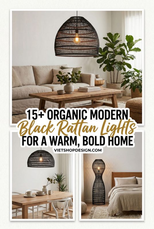 15+ Organic Modern Black Rattan Lights For A Warm, Bold Home - Cozy Home Decor Inspiration
