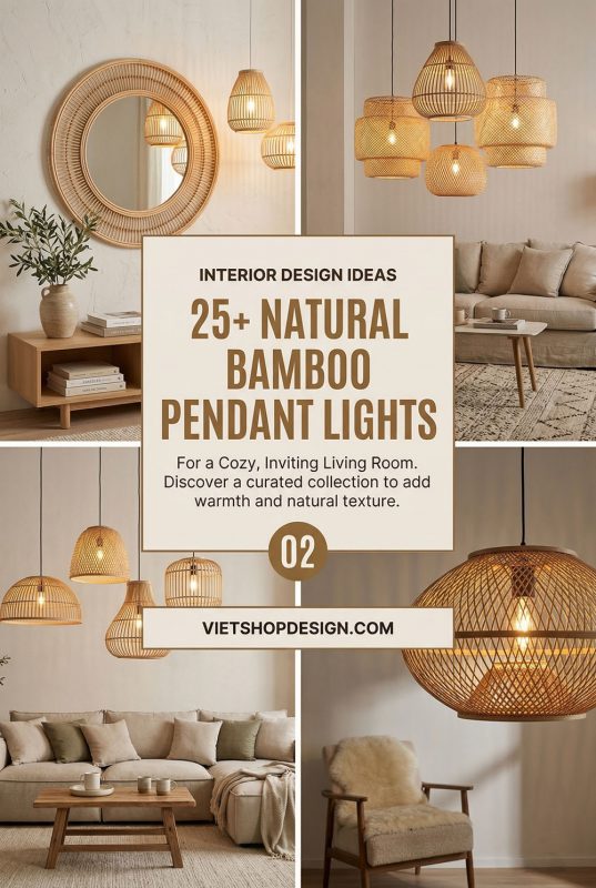 25+ Natural Bamboo Pendant Lights For A Cozy, Inviting Living Room - Cozy Living Room Lighting Inspo
