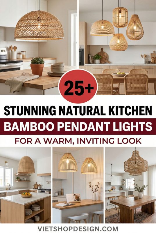 25+ Natural Kitchen Bamboo Pendant Lights For A Warm, Inviting Look - Functional Kitchen Decor Inspo