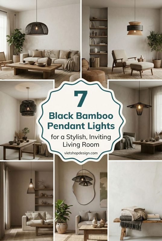 7 Black Bamboo Pendant Lights For A Stylish, Inviting Living Room - Cozy Living Room Lighting Inspo