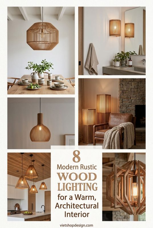 8 Modern Rustic Wood Lighting For A Warm, Architectural Interior - Rustic Home Decor Inspiration