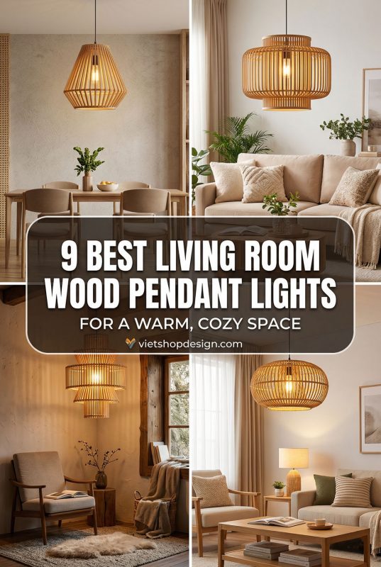 9 Best Living Room Wood Pendant Lights For A Warm, Cozy Space - Cozy Living Room Lighting Inspo