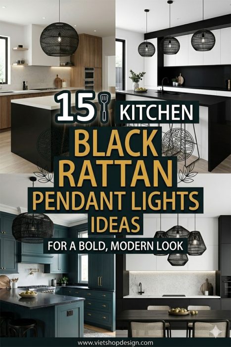 Black Rattan Kitchen Pendant Lights For A Bold, Modern Look