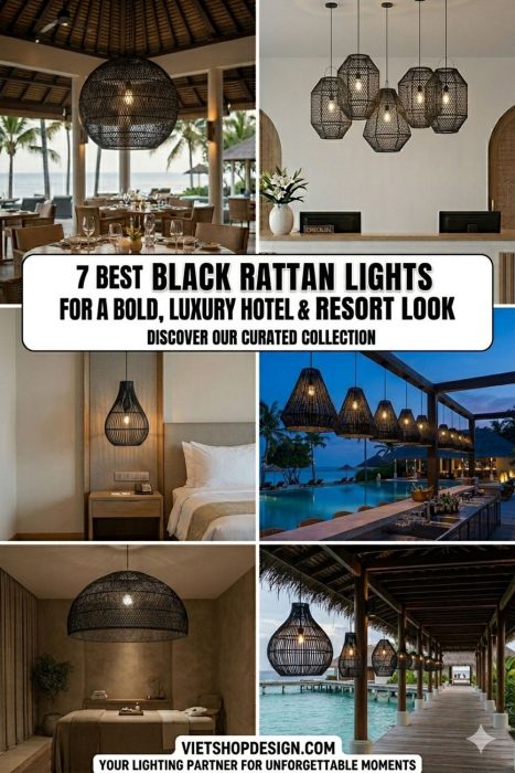 Black Rattan Lights For A Bold, Luxury Hotel - Resort Look