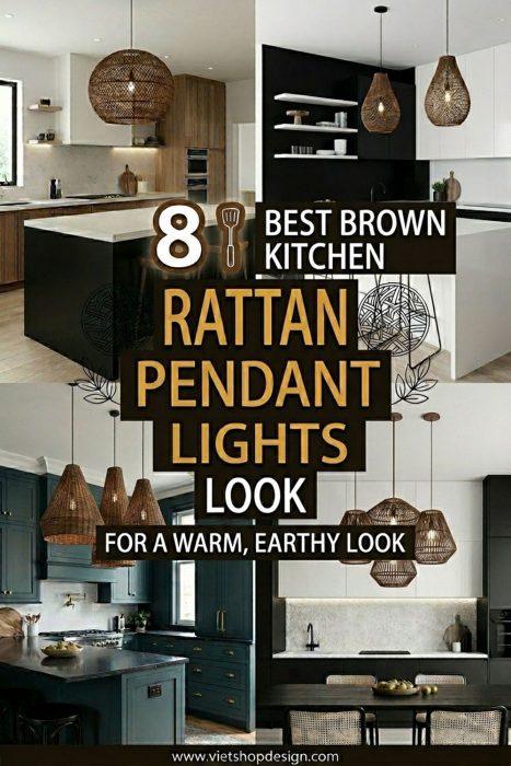 Brown Rattan Kitchen Pendant Lights For A Warm, Earthy Look