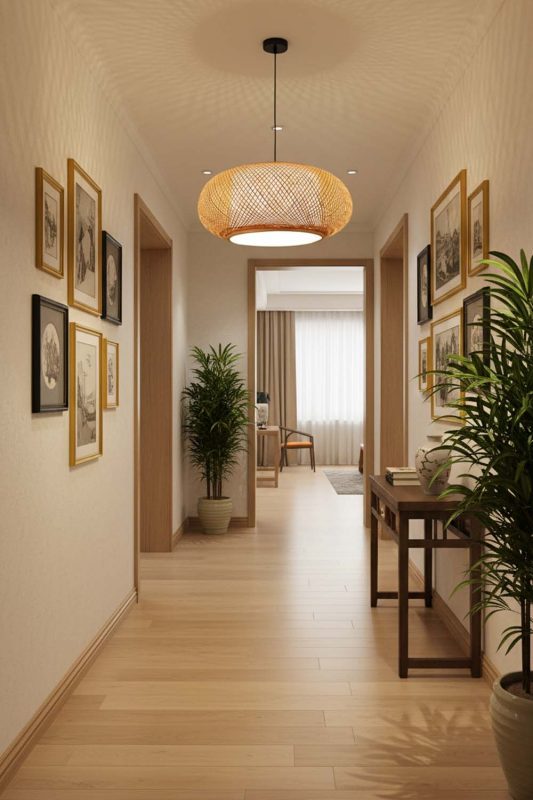 Hallway Bamboo Donut Pendant Light - Bright & Seamless
