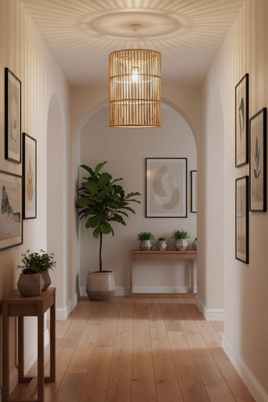 Hallway Bamboo Geometric Pendant Light Cylinder - Soft & Guiding Light