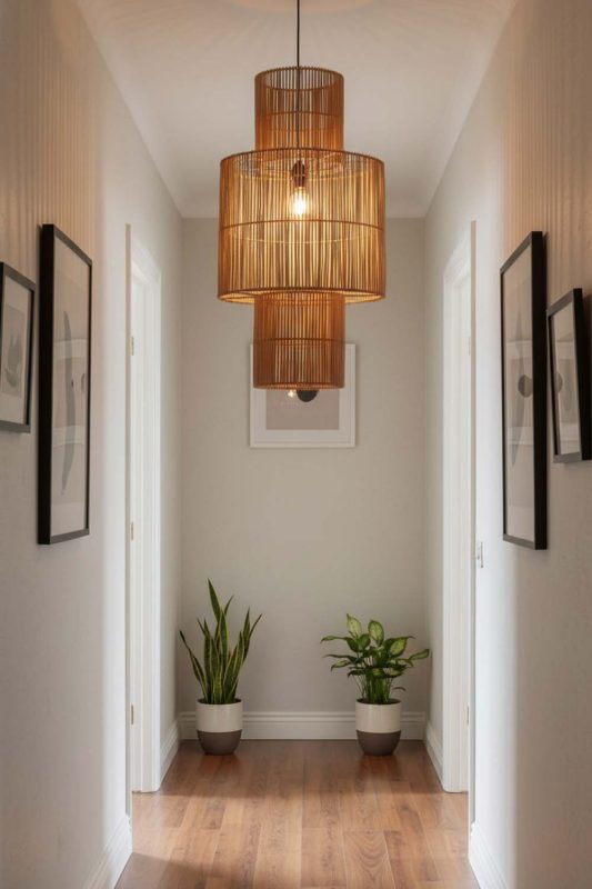 Hallway Bamboo Lantern Geometric Pendant Light - Bright & Seamless