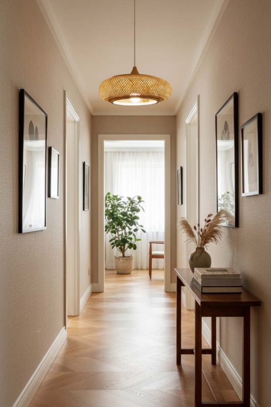 Hallway Bamboo Wood Pendant Light - Elegant Flow