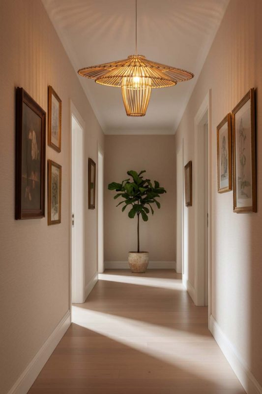 Hallway Beige Bamboo Starburst Pendant Light - Soft & Guiding Light