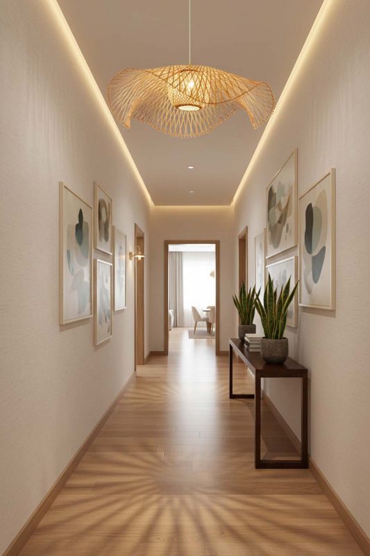 Hallway Beige Lotus Bamboo Pendant Light - Clean & Modern