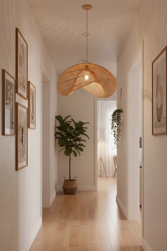 Hallway Beige Rattan Cloud Pendant Light - Clean & Modern