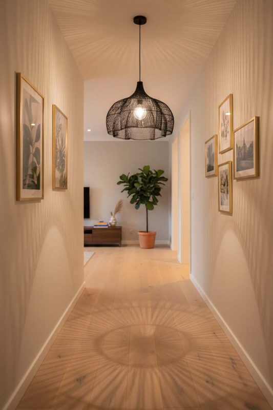 Hallway Black Bloom Rattan Pendant Light - Elegant Flow