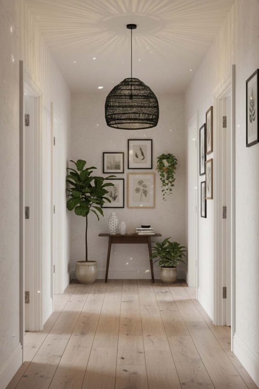 Hallway Black Rattan Cage Pendant Light - Clean & Modern