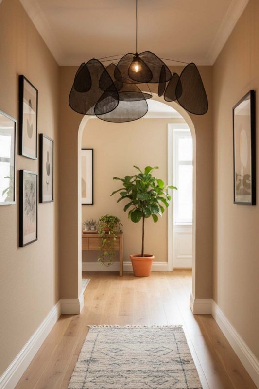 Hallway Black Rattan Petal Ceiling Light - Clean & Modern