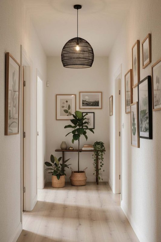 Hallway Black Wicker Basket Pendant Light - Soft & Guiding Light