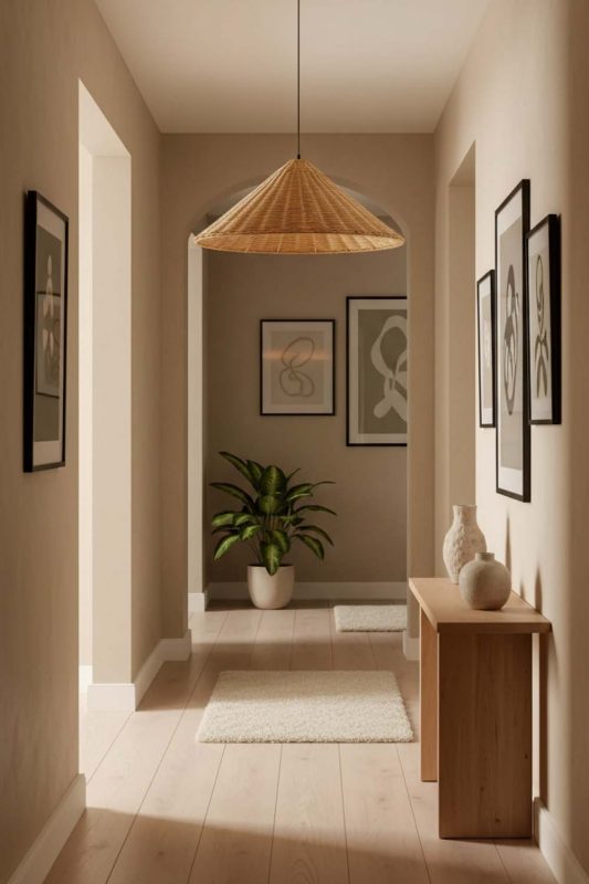 Hallway Brown Rattan Cone Pendant Light - Clean & Modern
