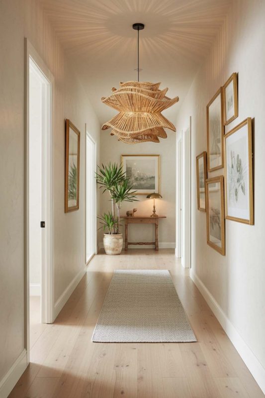 Hallway Brown Vietnamese Flower Rattan Chandelier - Bright & Seamless