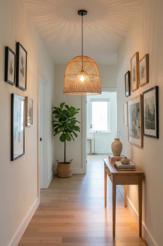 Hallway Double Layer Rattan Cage Pendant - Soft & Guiding Light