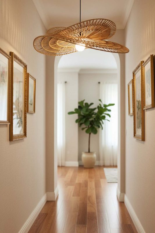Hallway Double Wing Wicker Pendant - Bright & Seamless
