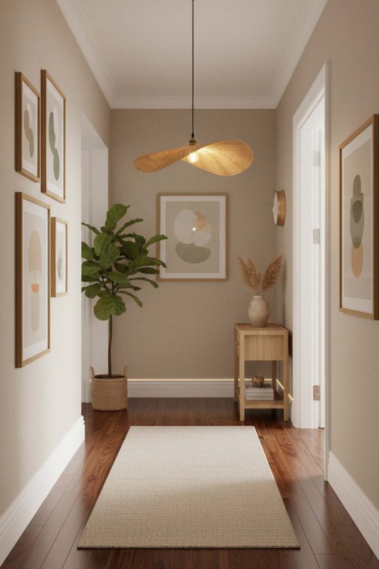 Hallway Flat Rattan Pendant Light - Soft & Guiding Light