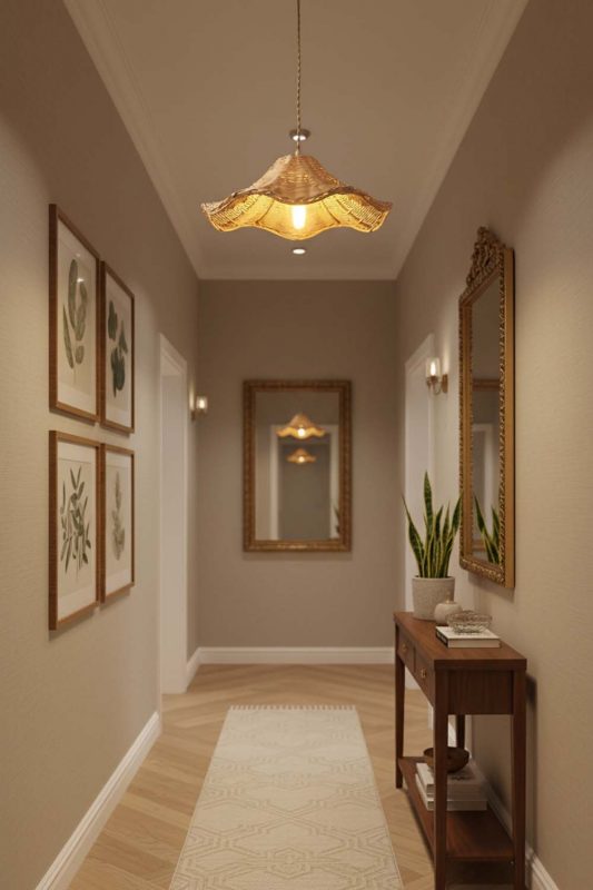 Hallway Floral Rattan Pendant Light - Soft & Guiding Light
