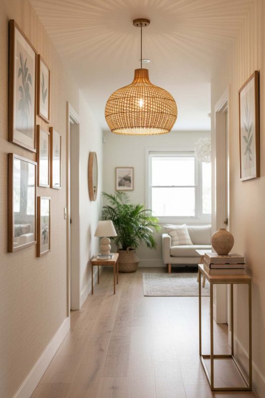 Hallway Full White Rattan Pendant Light - Soft & Guiding Light