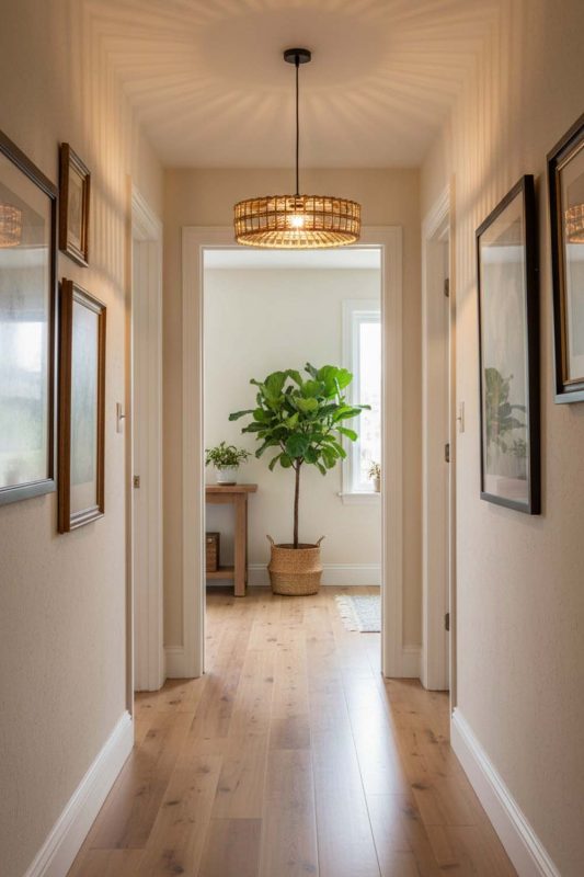 Hallway Halo Wicker Rattan Pendant - Soft & Guiding Light