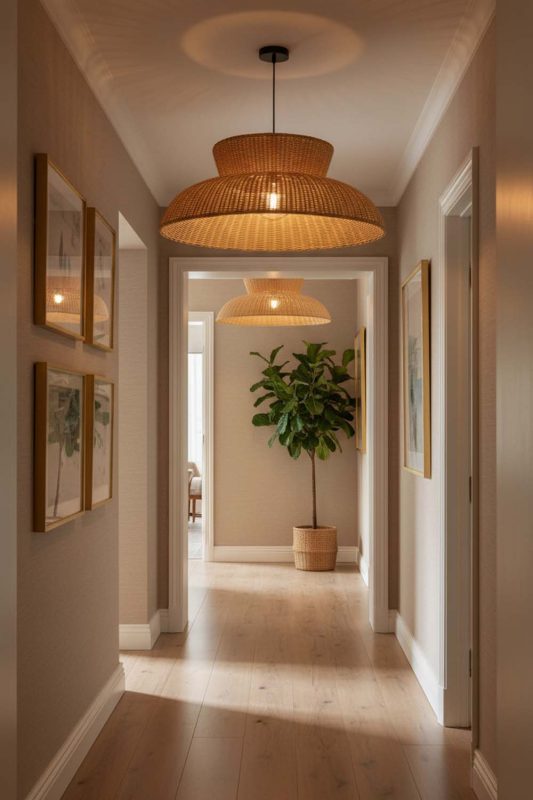 Hallway Highland Rattan Pendant Light - Bright & Seamless