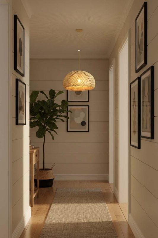 Hallway Natural Bamboo Basket Light Shade - Soft & Guiding Light