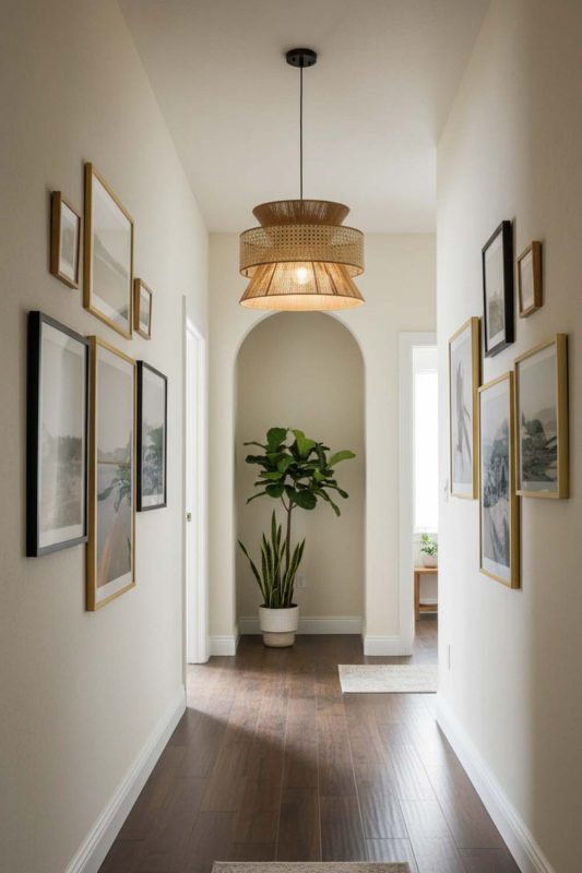 Hallway Natural Bamboo Silk Pendant Light - Elegant Flow