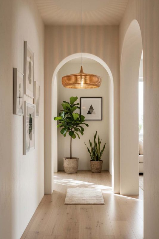 Hallway Natural Bentwood Pendant Light - Bright & Seamless