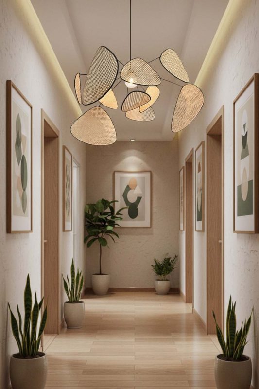 Hallway Natural Rattan Petal Ceiling Light - Soft & Guiding Light