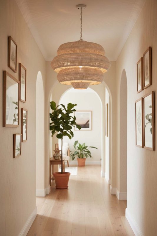 Hallway Natural Tiered Rattan Chandelier - Clean & Modern