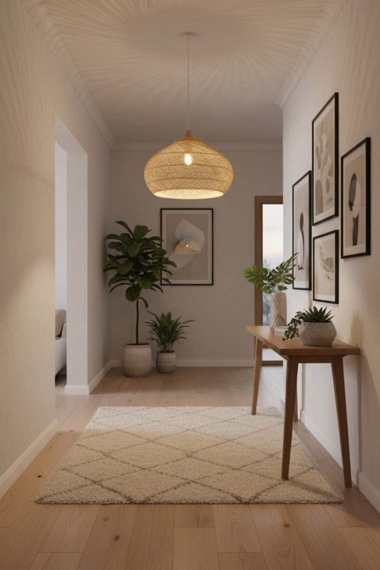 Hallway Natural Vintage Wood Rattan Pendant Light - Elegant Flow