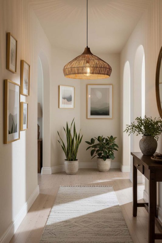 Hallway Open Rattan Pendant Light - Elegant Flow