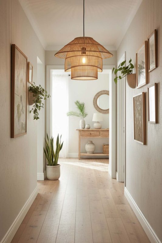 Hallway Pagoda Shape Bamboo Pendant Light - Bright & Seamless