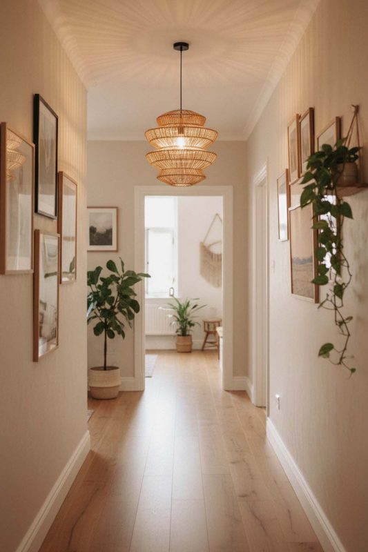 Hallway Rattan Accordion Pendant Light - Elegant Flow