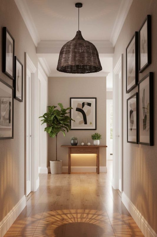 Hallway Rattan Basket Pendant Light Coffee - Clean & Modern