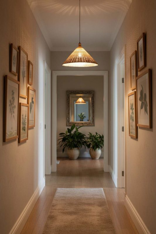 Hallway Rattan Cone Pendant Light - Elegant Flow